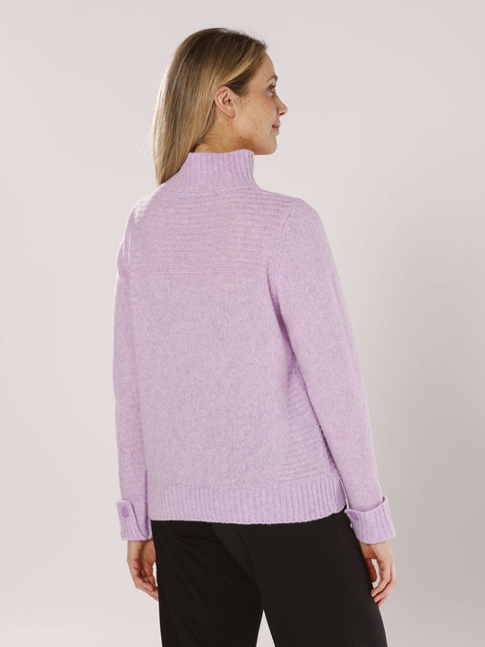 Pullover mit Stehkragen und Strukturmuster