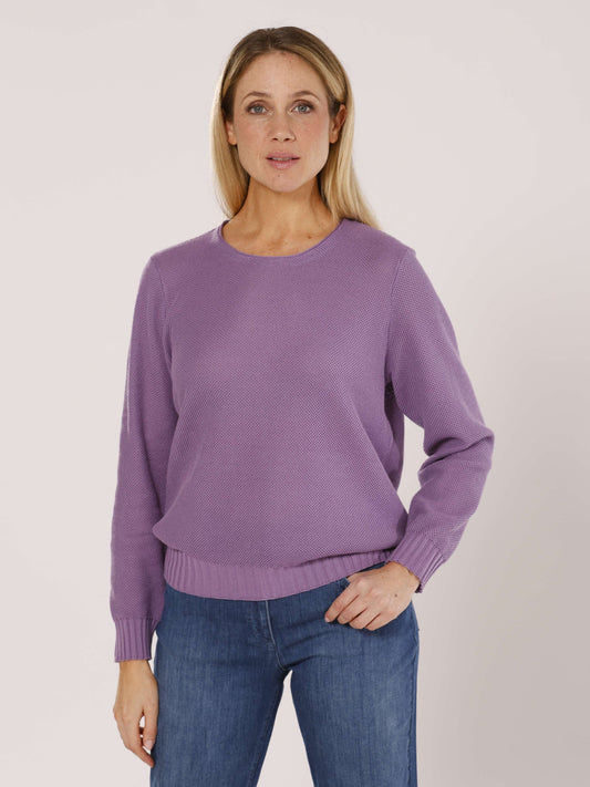 Pullover mit Rundhals und Reiskornstruktur