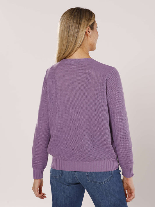 Pullover mit Rundhals und Reiskornstruktur
