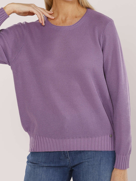 Pullover mit Rundhals und Reiskornstruktur