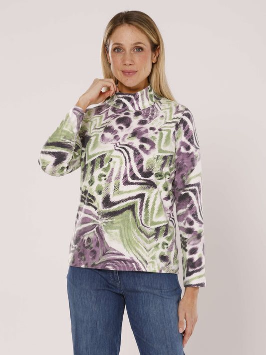 Pullover mit Rollkragen und Alloverdruck