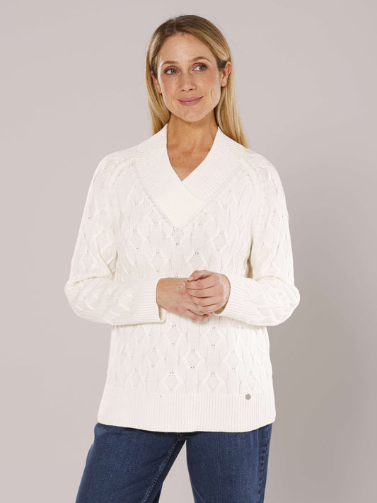Pullover mit Stehkragen und Strukturmuster