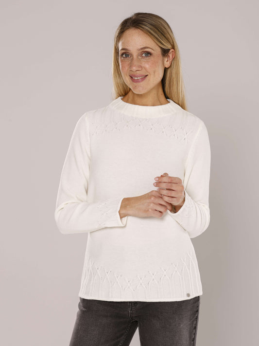Pullover mit Kelchkragen und Strukturmuster