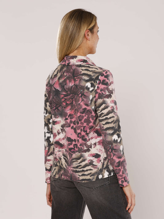 Pullover mit Polokragen und Alloverdruck