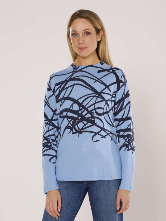 Pullover mit Kelchkragen und Alloverdruck