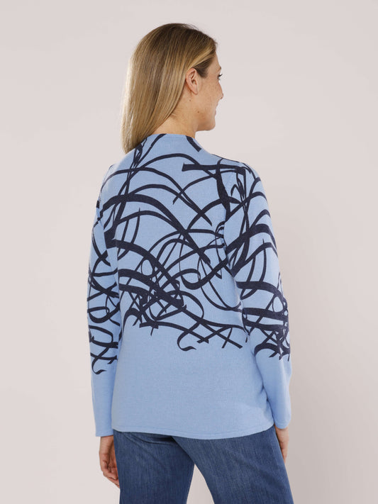 Pullover mit Kelchkragen und Alloverdruck