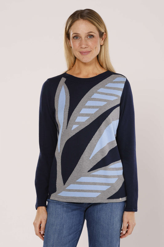 Pullover mit Rundhals und Intarsien