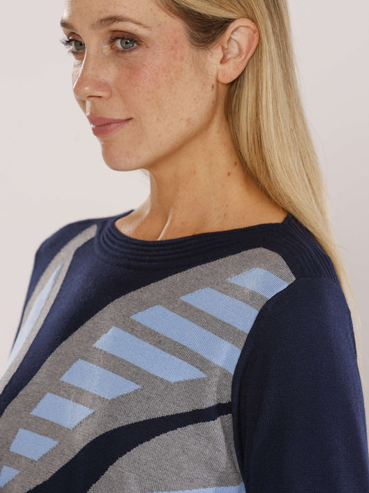 Pullover mit Rundhals und Intarsien