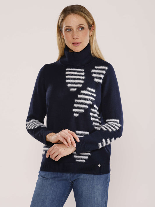 Pullover mit Rollkragen und Intarsien