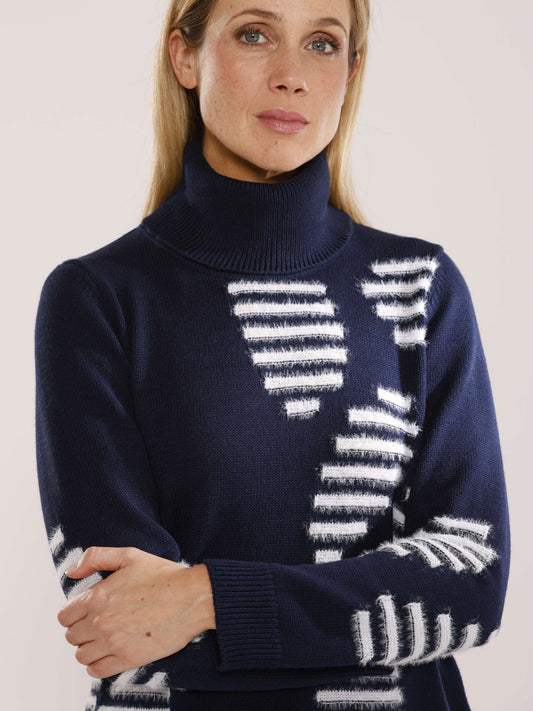 Pullover mit Rollkragen und Intarsien