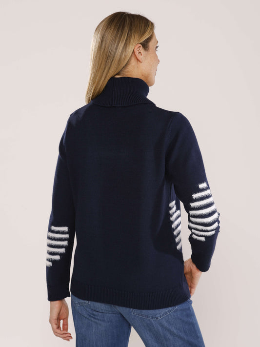 Pullover mit Rollkragen und Intarsien