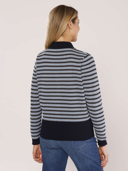 Pullover mit Polokragen und Strukturmuster