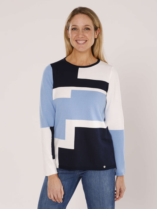 Pullover mit Rundhals und Intarsien