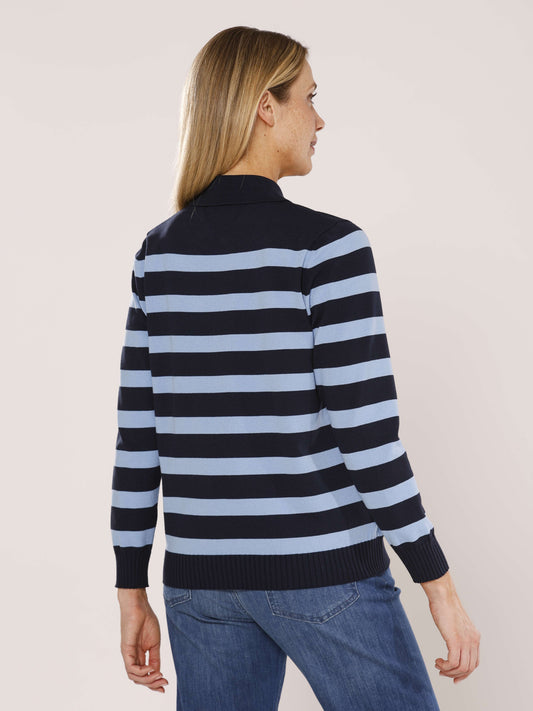 Pullover mit Polokragen und Ringeln