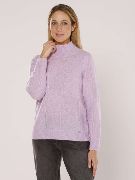 Pullover mit Stehkragen und Strukturmuster
