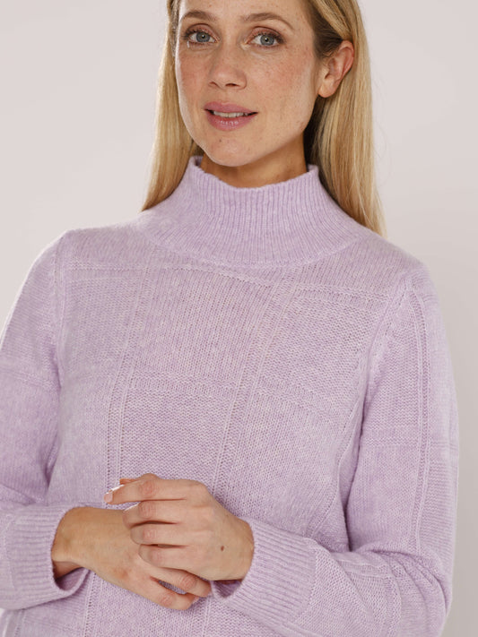 Pullover mit Stehkragen und Strukturmuster