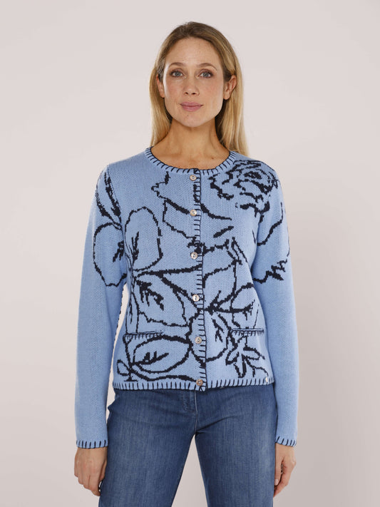 Strickjacke mit Knöpfen und Stickereien