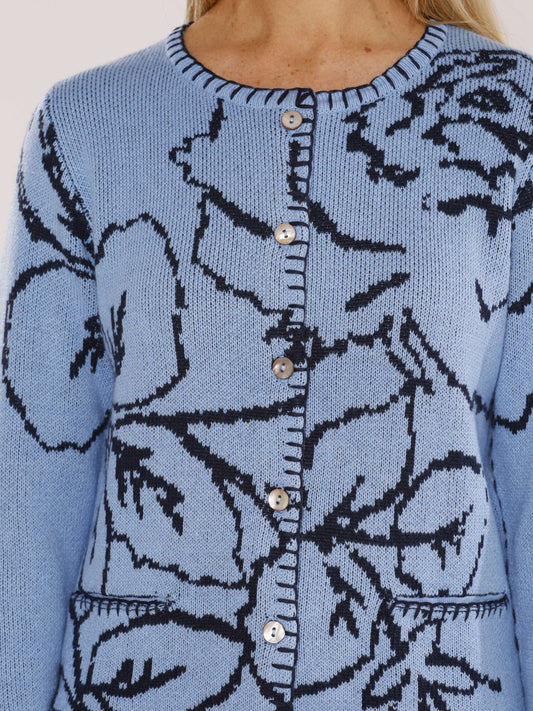 Strickjacke mit Knöpfen und Stickereien
