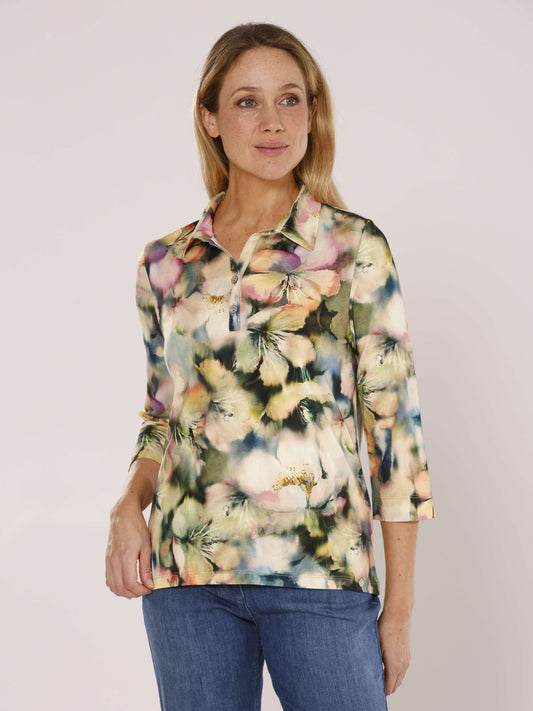 T-Shirt Polokragen Alloverdruck