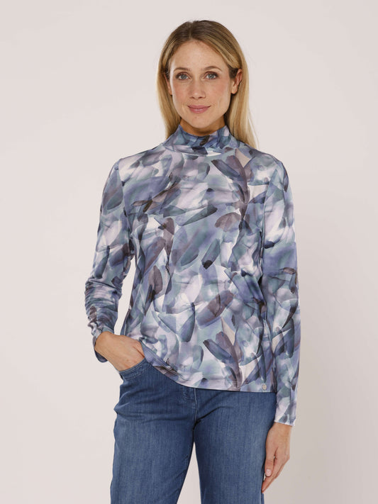 T-Shirt Stehkragen Alloverdruck