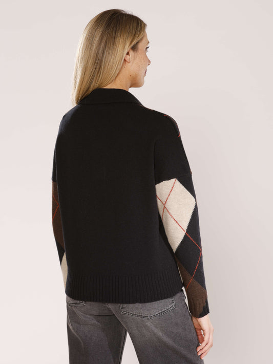 Pullover mit Umlegekragen Rautenmuster