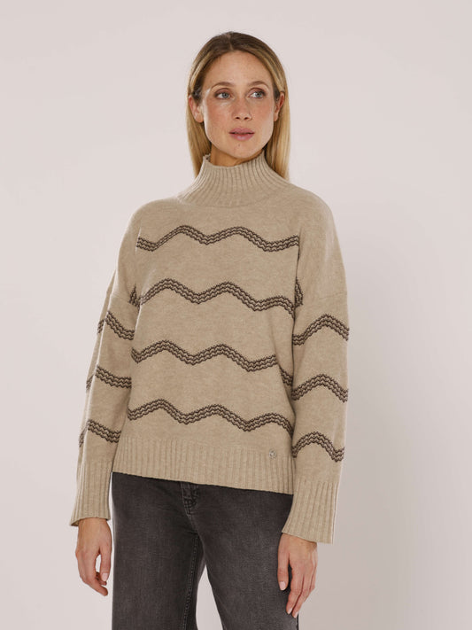 Rollkragenpullover mit Wellenstruktur