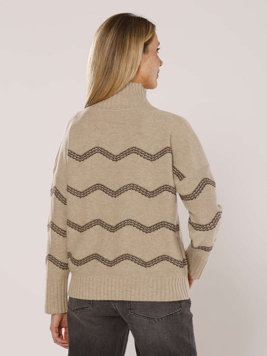 Rollkragenpullover mit Wellenstruktur