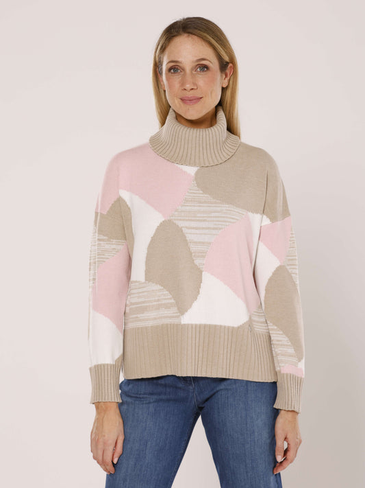 Rollkragenpullover mit Intarsien