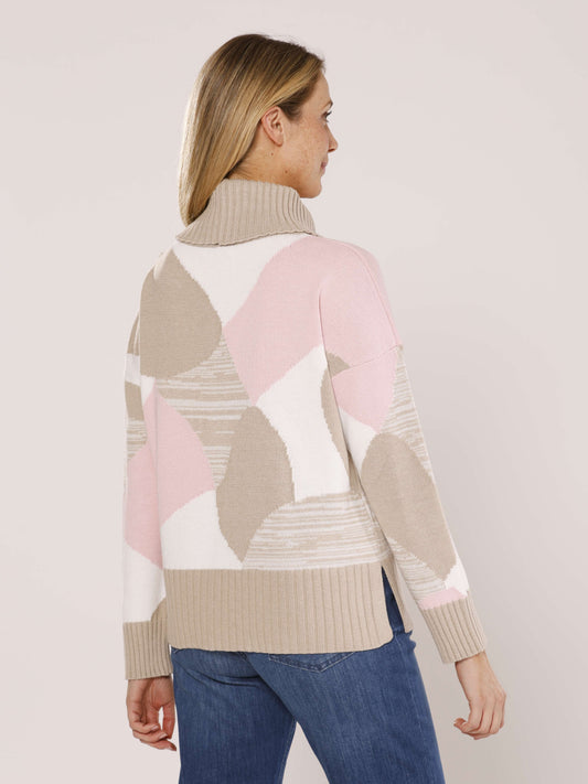 Rollkragenpullover mit Intarsien