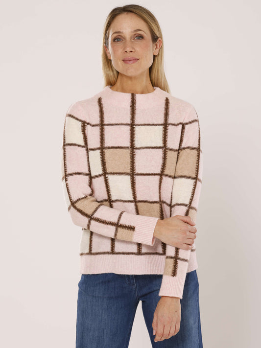 Pullover mit Kelchkragen und Karomuster