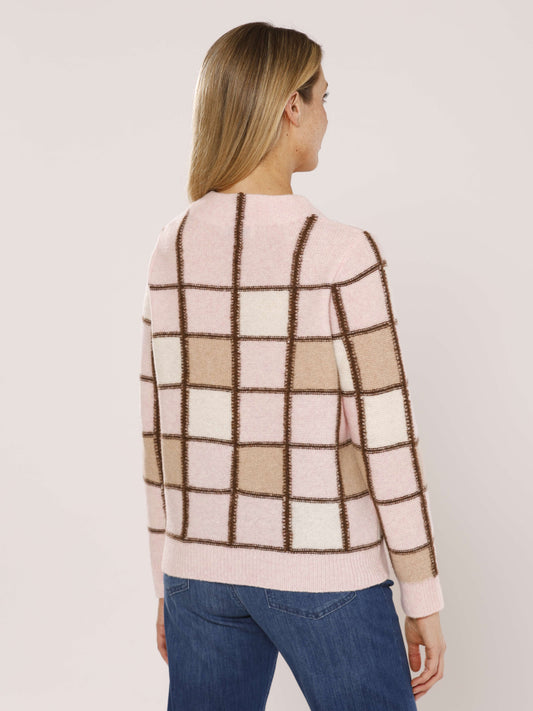 Pullover mit Kelchkragen und Karomuster