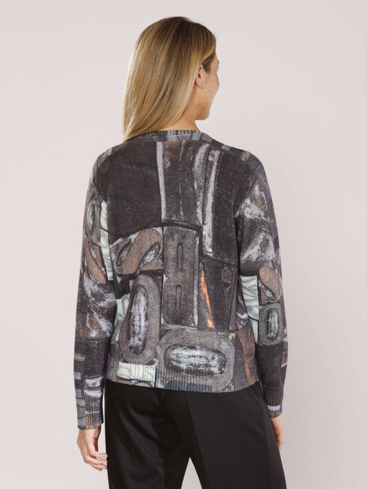 Pullover mit V-Ausschnitt und Alloverdruck