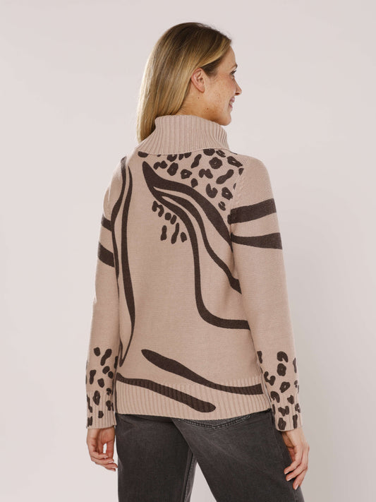 Rollkragenpullover mit Alloverdruck