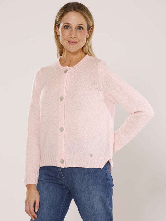 Strickjacke mit Rundhals und Knöpfen