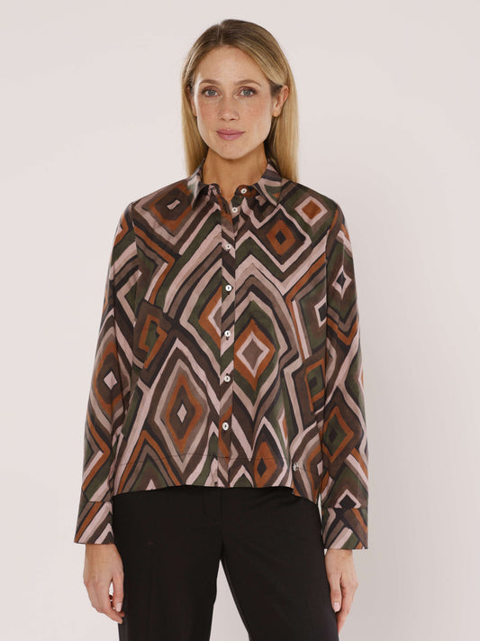 Hemdbluse mit Knöpfen Alloverdruck