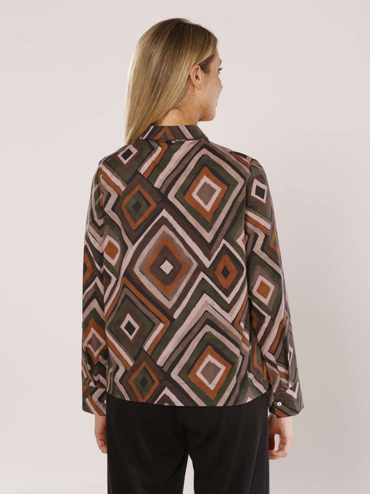 Hemdbluse mit Knöpfen Alloverdruck