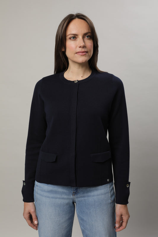 Strickjacke mit Rundhals