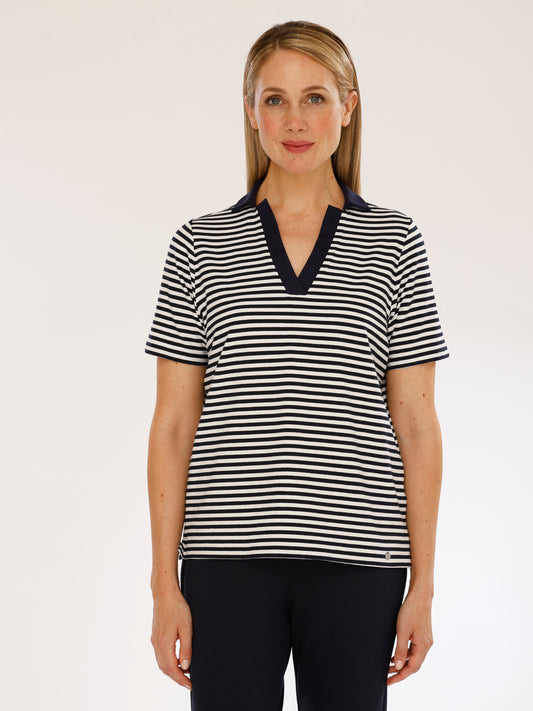 T-Shirt mit V-Ausschnitt und Ringen