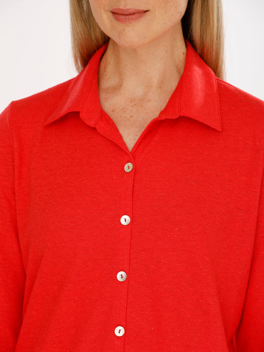 Jersey-Bluse mit Umlegekragen und 3/4 Arm
