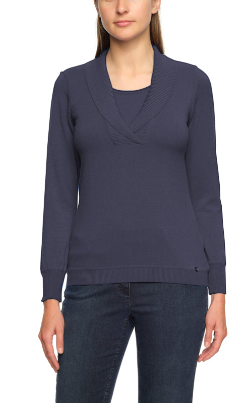 Basic Pullover mit Two in One Optik